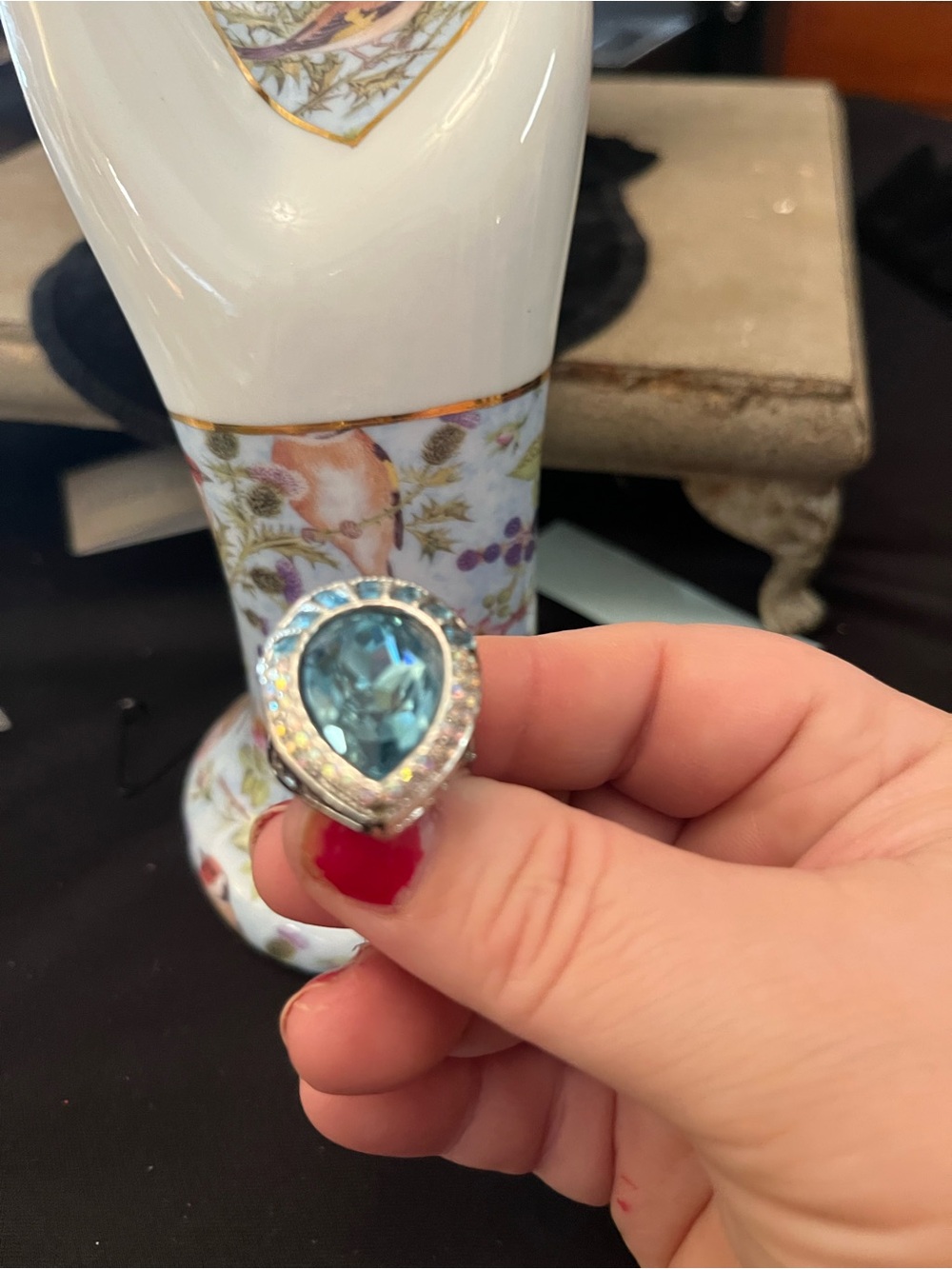 Park Lane Teardrop Blue Crystal Statement Ring - Women Jewelry